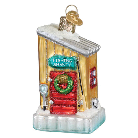 Glass Ice Fishing Shanty Ornament - Old World Christmas