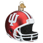Decorative football helmet ornament with 'IU' logo on a white background