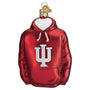 Red hoodie ornament with Indiana white logo on a white background