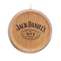 Jack Daniel’s Old No. 7 barrel ornament with a woodgrain front and classic black logo design.