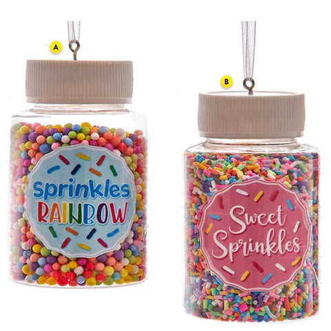 Jar of Sprinkles Christmas Ornament Round rainbow bead sprinkle or jimmy style rainbow sprinkles