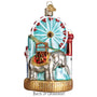 Decorative Christmas ornament with elephant and Ferris wheel design on a white background