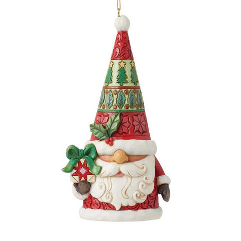 Santa Gnome with Gift Ornament - Jim Shore