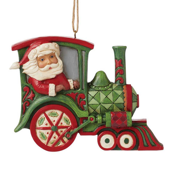 Santa in Train Ornament - Jim Shore