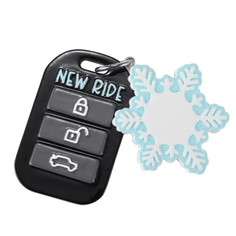 Personalized Key Fob with Dangling Snowflake Ornament