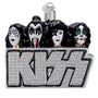 KISS ornament with band members' faces and 'KISS' logo on a white background