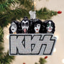 Kiss-themed Christmas ornament with band members' faces on a tree.