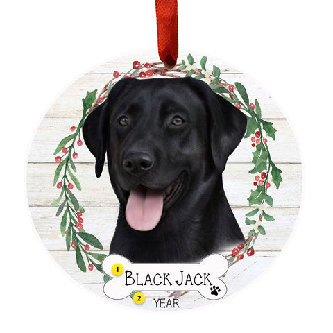 Personalized Labrador Ornament - Black