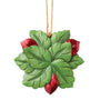 Jim Shore Legends of Poinsettia Ornament with layered petals and gold accents, perfect for floral décor lovers and elegant Christmas trees.