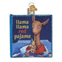 Book ornament titled 'Llama Llama Red Pajama' with a llama and rabbit illustration on a blue background.