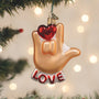 Love Sign Language Ornament - Old World Christmas  Hanging on tree