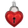 A bold red heart-shaped lock with glittered trim and classic keyhole detail, symbolizing devotion and lasting connection. 