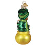 Decorative ornament featuring a character from Lucky Charms on a white background backside of ornament