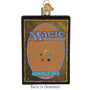 Ornament designed like a 'Magic: The Gathering' card with colorful gems on a white background back of ornament