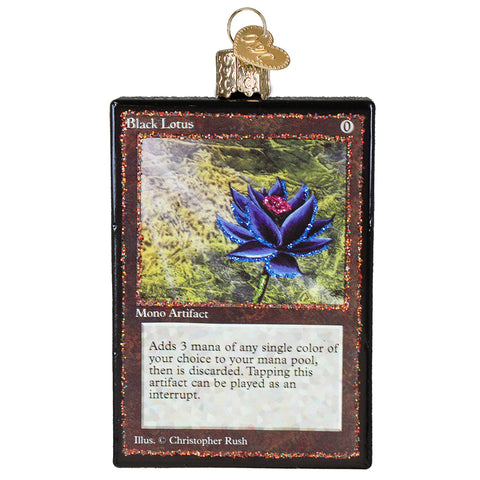 Magic Black Lotus Card Decorative ornament shaped like a card with a black lotus illustration on a white background