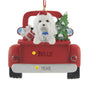 This Personalized Maltese Dog in Back of Truck Ornament. This charming ornament features a sweet Maltese joyfully riding in the back of a classic truck.