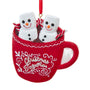 Marshmallow snowman couple ornament in a red cocoa mug with candy canes, chocolate details, and Christmas Together lettering.