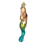 Glass mermaid ornament on a white background