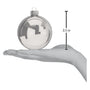 Size reference image for the Old World Christmas 3.5" ball ornament box sets, showing a silver metallic ball ornament resting on an open hand with a 3.5 inch size marker beside it.