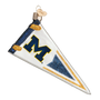 Decorative ornament shaped like a pennant with a large 'M' for Michigan on a white background