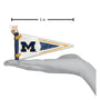 Small pennant flag with a Michigan logo held in a hand, with a measurement label indicating 5 inches.