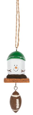 Mini Football S’mores ornament featuring a marshmallow character on a graham cracker-style base with a dangling football accent.