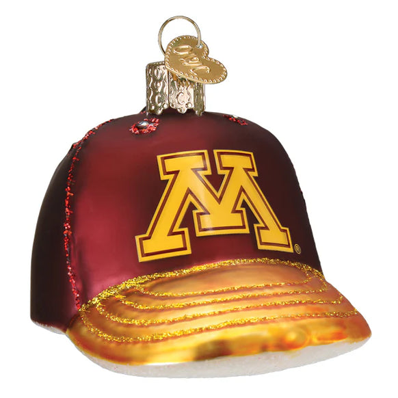 Glass Minnesota Gophers Baseball Cap ornament 
