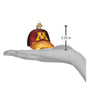 Glass Minnesota Gophers Baseball Cap ornament shown on a hand to show size 