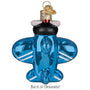 Blue airplane ornament with a black top on a white background