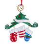 Decorative Christmas ornament with mittens and a tree on a white background