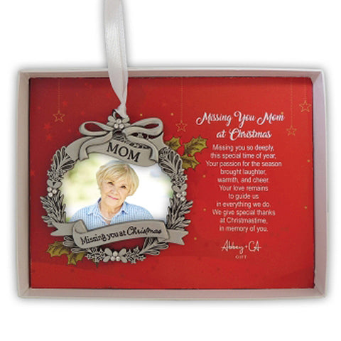 Memorial Ornament for a Mom Metal Wreath Photo Frame