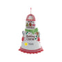 Mom’s Cookie Baking Crew apron ornament with cookie accents, baking tools, festive red and white details, and sample year personalization.
