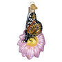 Monarch Butterfly On Flower Ornament - Old World Christmas