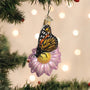 Monarch Butterfly On Flower Ornament - Old World Christmas