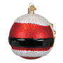 Decorative Round Bulb Christmas ornament with Santa Claus attire on a white background side view