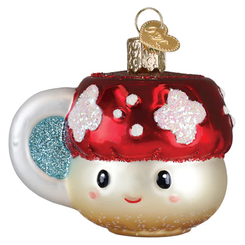 This Cute and Colorful Mushroom Coffee Cup Ornament - Old World Christmas