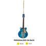 Personalized navy electric guitar ornament with name and year added on the back
