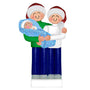 Personalized New Parents with Baby Ornament - Blue Blanket