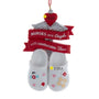 Personalized nurse ornament with a name on the shoe and a year on the red heart above the angel wings.