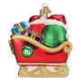 Old World Christmas M & M's in A Sleigh Christmas Ornament Back View