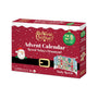 Old World Christmas Ornament Advent Calendar box with red Santa belt design, daily reveal artwork, and 24 flexible resin ornaments noted on the package.