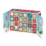 Old World Christmas Ornament Advent Calendar opened to show 24 numbered doors with holiday designs and character artwork on the side panels.