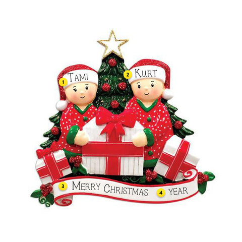 Pajama Couple Christmas Ornament