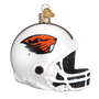 Decorative Oregon State football helmet ornament with a logo on a white background