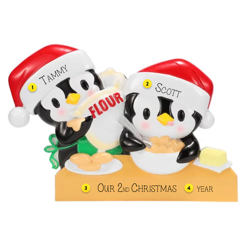 Personalized Penguin Baking Couple Ornament OR2664-2