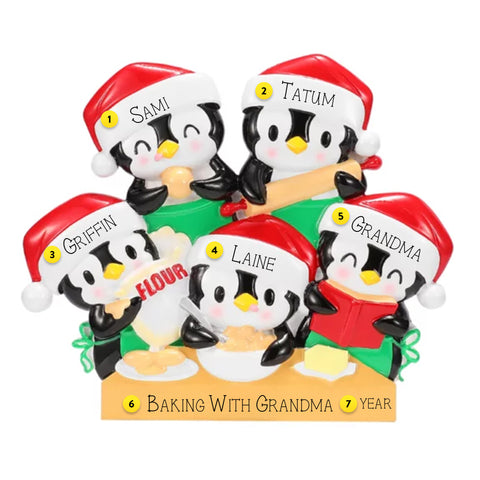 Personalized Penguin Baking Family of 5 Ornament OR2664-5