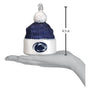 Decorative Beanie ornament with a Penn State blue and white design, held in a hand for scale.