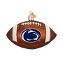 Glass football ornament with a Penn State logo on a white background
