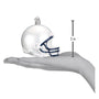 Glass ornament shaped like a Penn State football helmet held in a hand with a measurement indicator showing 3 inches.