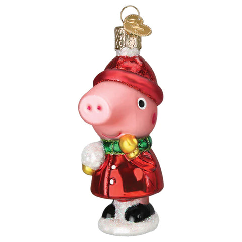 Peppa Pig With Snowball Ornament - Old World Christmas 44223
